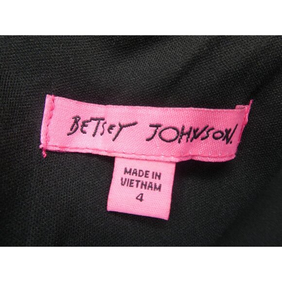 Betsey Johnson Black White Plaid Floral Midi‎ Dress Size 4 - Picture 6 of 6